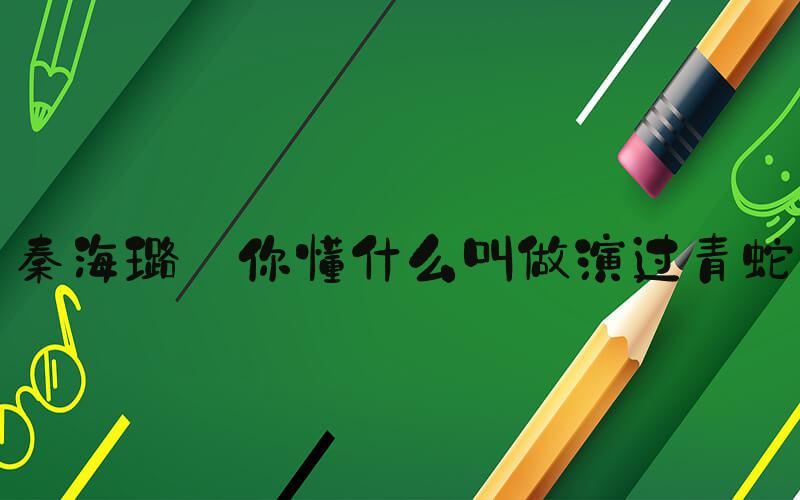 秦海璐 你懂什么叫做演过青蛇
